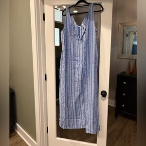 Lou & Grey Light Blue Striped Linen Maxi Dress